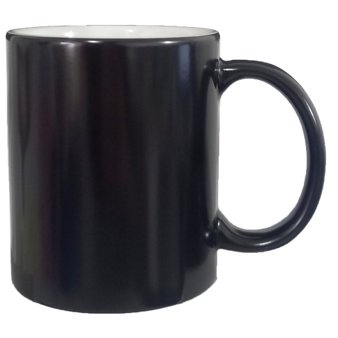 Caneca Cer. 325ml  Preta Semi Brilho Magica Interna BRANCA